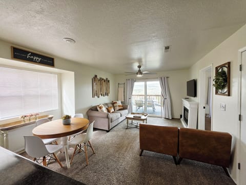 Open Concept Living Room with Electric Fireplace