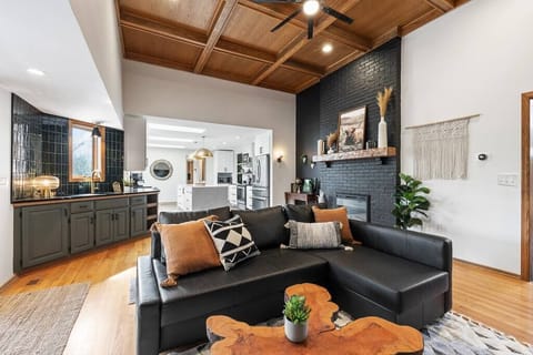 Cozy living room with 70" HD tv, and pull out couch- Great for just kicking your feet up!