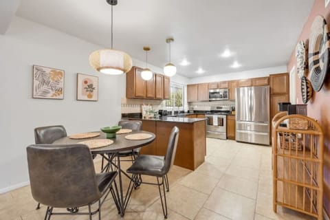 dining table and bar stools for extra seating
