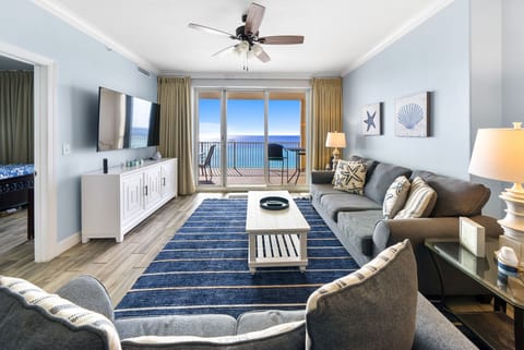 Relax in your coastal haven where ocean blues meet your spacious living room, complete with stunning sea views from your private balcony.