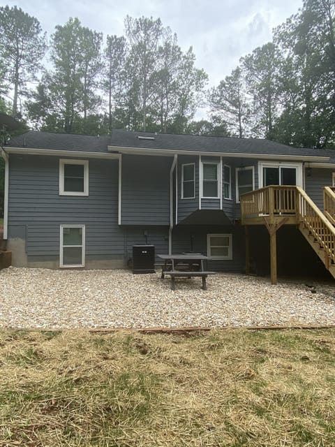Rear of home with new back deck