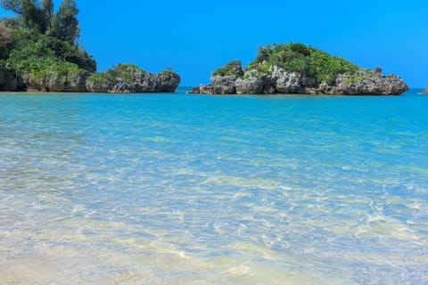 On the beach, white sand
