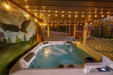 Warm string lights, bubbling water, and mountain air - pure relaxation awaits.