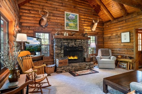 Living Room with Wood Burning Fireplace