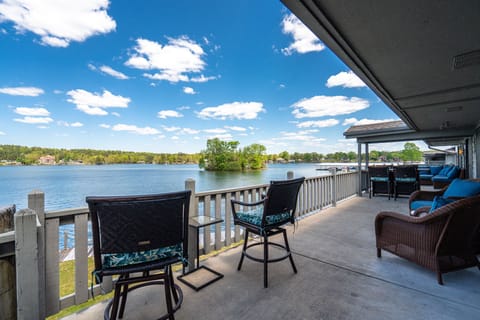 Enjoy 180 degree views from the 1000sf patio overlooking Lake Hamilton!