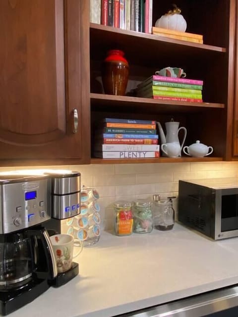 Coffee and tea station.