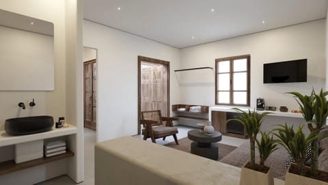 Suite, 1 Bedroom, Sea View | Living area | 43-inch Smart TV with cable channels