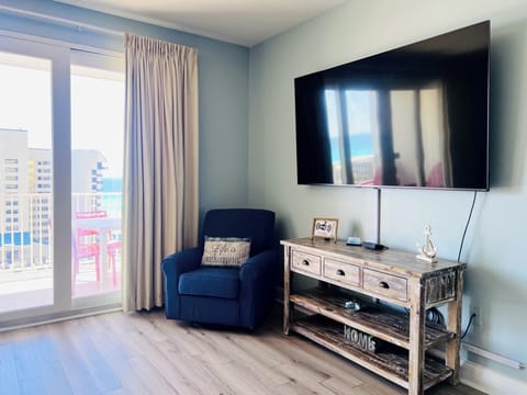 Enjoy a movie on the flat screen TV