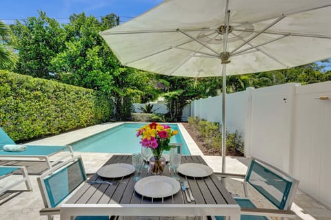 Backyard oasis to enjoy with friends and loved ones. Pool is completely private