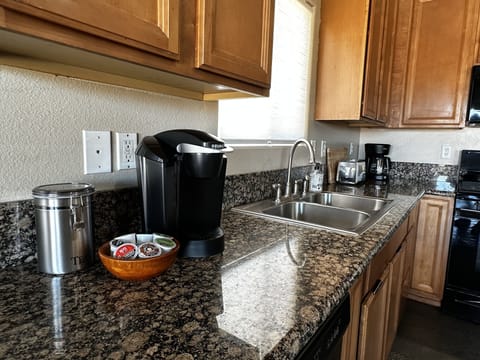 Keurig coffee pods are provided for the guests.