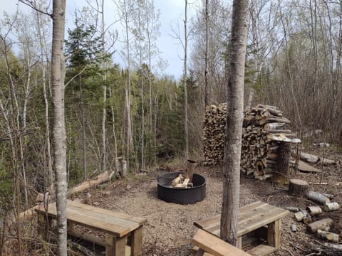 Campfire area right above the Fall River, 3/4 mile upstream from Lake Superior.