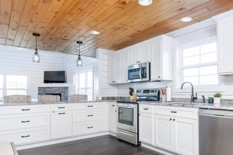 kitchen with new appliances and counter tops