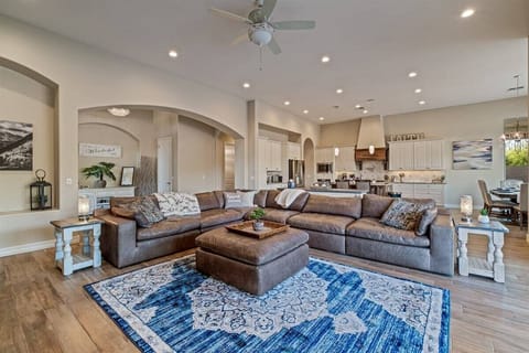 Plenty of seating for your entire family on this oversized couch.