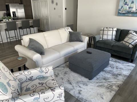 Comfortable living room with TV that has access to streaming services.  Wifi 