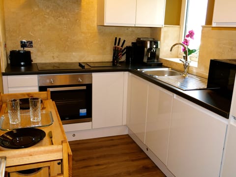 Apartment | Private kitchen | Fridge, microwave, oven, stovetop