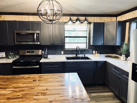 Spacious kitchen.  Fully stocked.  