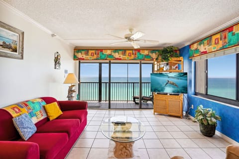 Fabulous water view from your comfortable living room at Ocean Sands 1-708!