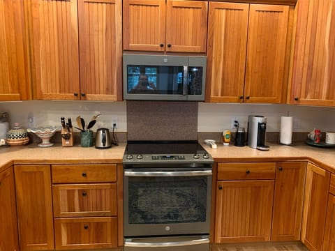 Beautiful kitchen with new appliances, including and keurig and nespresso.  