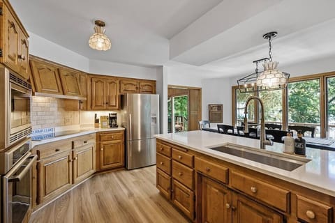 Fully stocked kitchen.