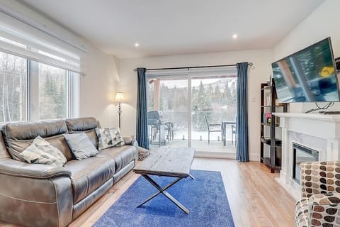 Living room with electric fireplace 