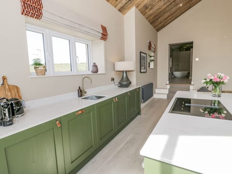 Fridge, dishwasher, cookware/dishes/utensils