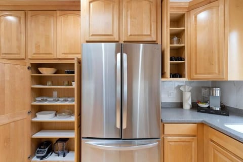 Deluxe House | Private kitchen | Fridge, microwave, stovetop, coffee/tea maker