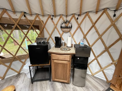 Water cooler, coffee maker and mini fridge