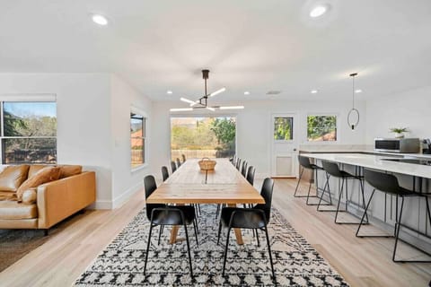 A brand new table is the focal point of this spacious dining room