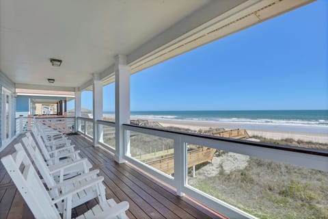 The upper deck offers unbeatable ocean views from comfy rocking chairs
