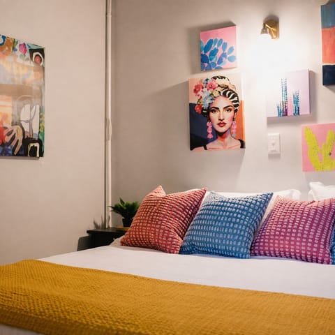 You won't want to roll out of this king bed!