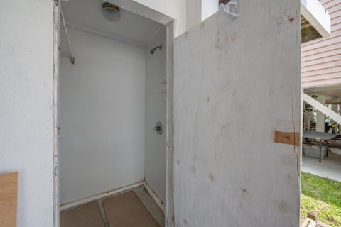 Rinse the sand off before heading into the  house.