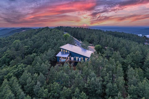 Hilltop cabin overlooking the Ouachita Mountains.