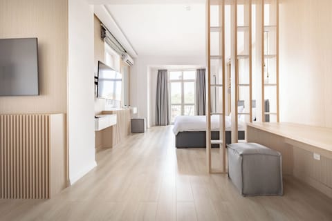 Deluxe Suite | Living area | 40-inch TV with cable channels