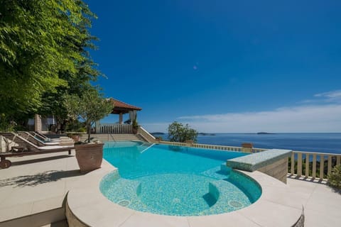 outdoor private pool with massage corner