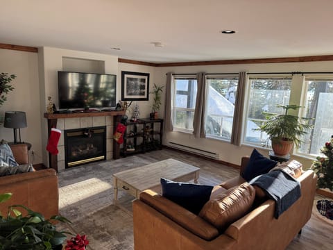 Welcome to The Bear's Den! 
Beautiful living room with a propane fireplace.