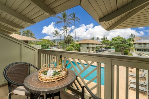 Private lanai overlooking the community pool