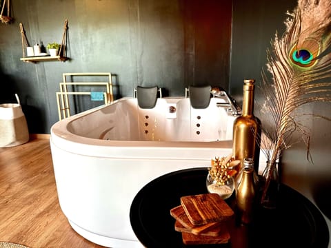 Basic House | Bathroom | Bathtub, jetted tub, hair dryer, towels