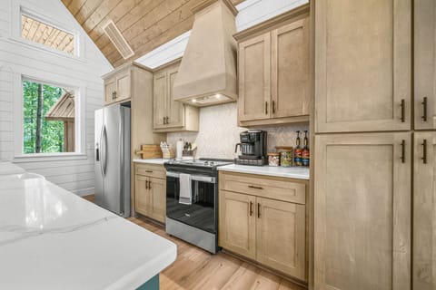 The well-equipped kitchen has everything you need to cook for your crew.