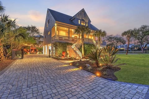 Twlight view with a backyard oasis!