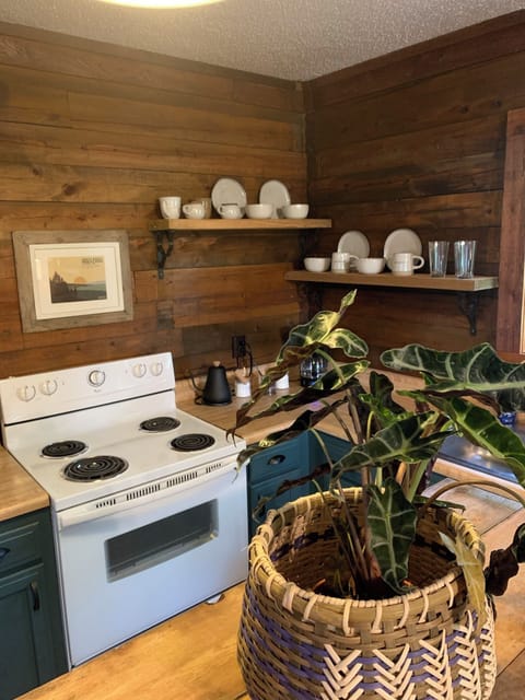 Log Cabin + Hot tub + Kitchen + Fireplace at Loblolly Pines | Private kitchen | Coffee/tea maker, electric kettle, coffee grinder
