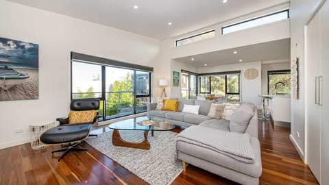 Upstairs: Open plan kitchen, dining and living room with loads of space to relax and catch up