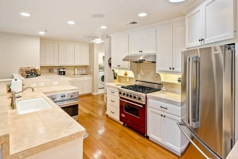 Fully equipped kitchen with top of the line Viking appliances.