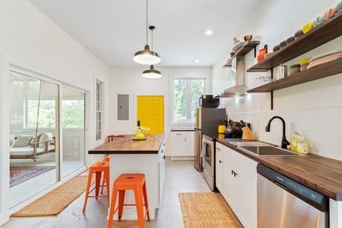 Fully stocked kitchen for all your cooking needs.