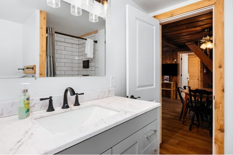 Elegant fixtures and a stunning marble countertop await your relaxation!