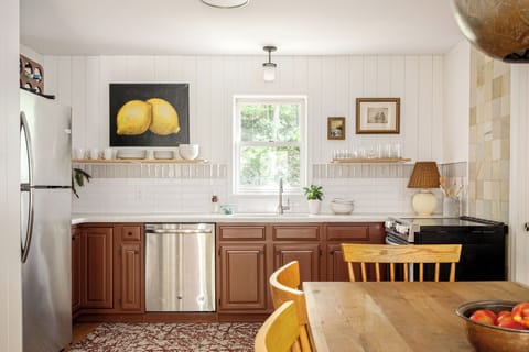 Open concept kitchen with new appliances