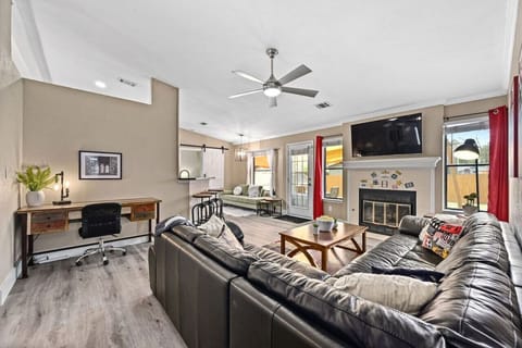 Relaxing movie nights + fireplace lounge in this Austin vacation rental