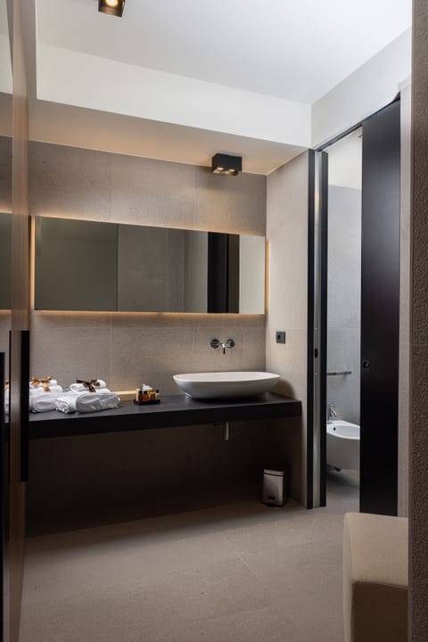 Executive Room | Bathroom | Hair dryer, slippers, bidet, towels