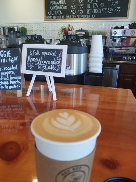 Walk one door down to Red Bee - best coffee in town!