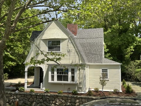 Front of house with original stone wall