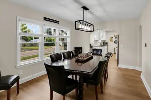 Dining room. Table seats 8 as you see it. Add the leaf to seat 12 comfortably.